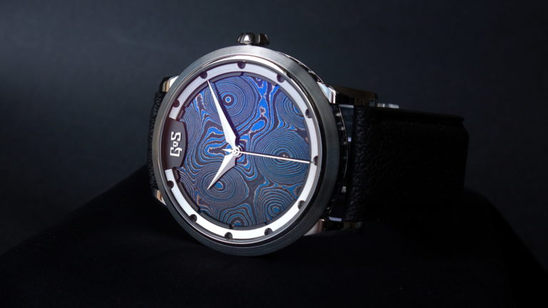 GoS Sarek Midnight Blue Damascus Steel dial